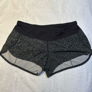 Lululemon Pace Perfect High Rise Shorts in a "Soundwave Black White" pattern